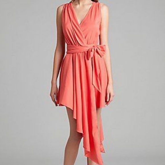 Guess Marciano Handkerchief wrap dress XS Coral orange sleeveless asymmetrical - Picture 1 of 8